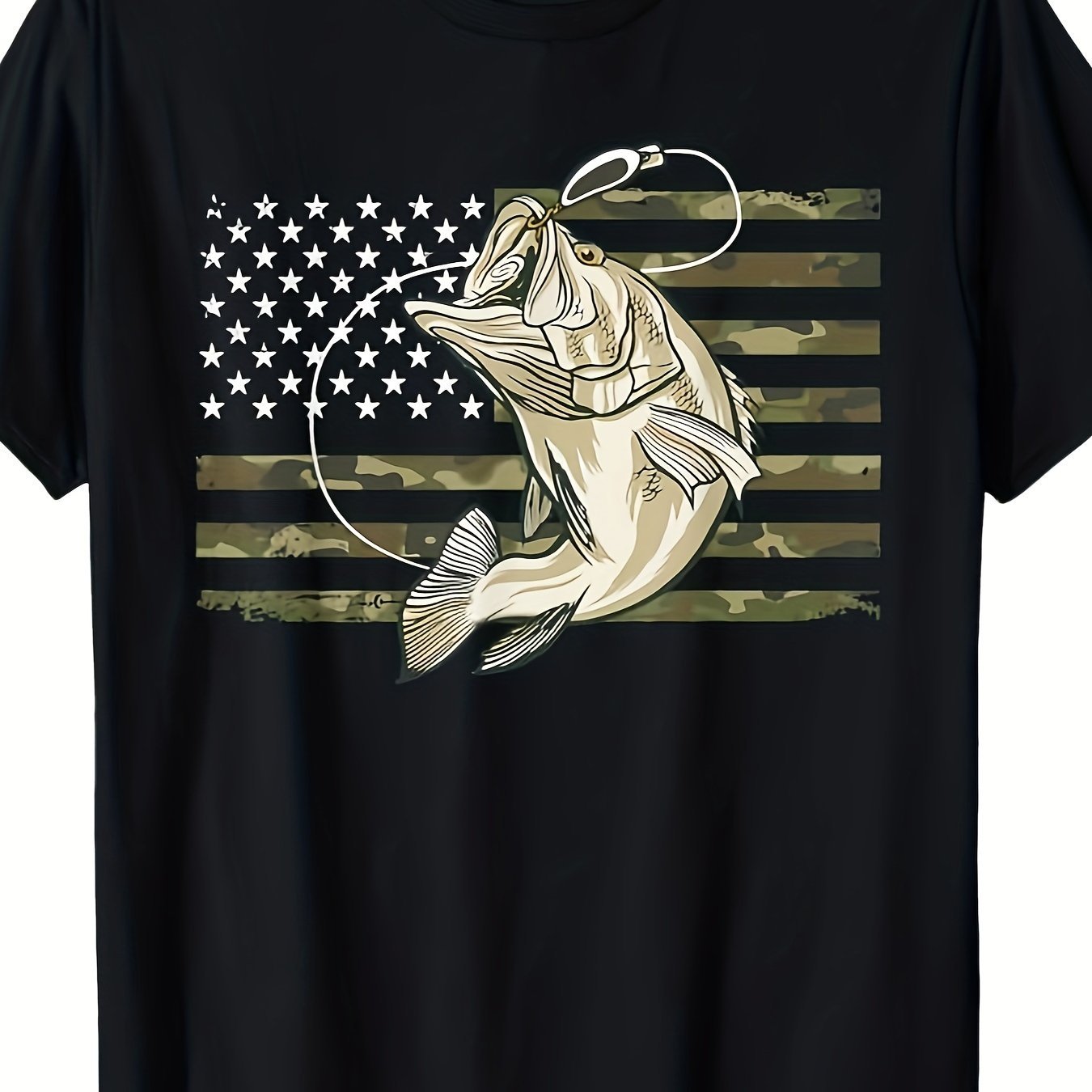 Fishing American Flag Camouflage custom print T-shirt