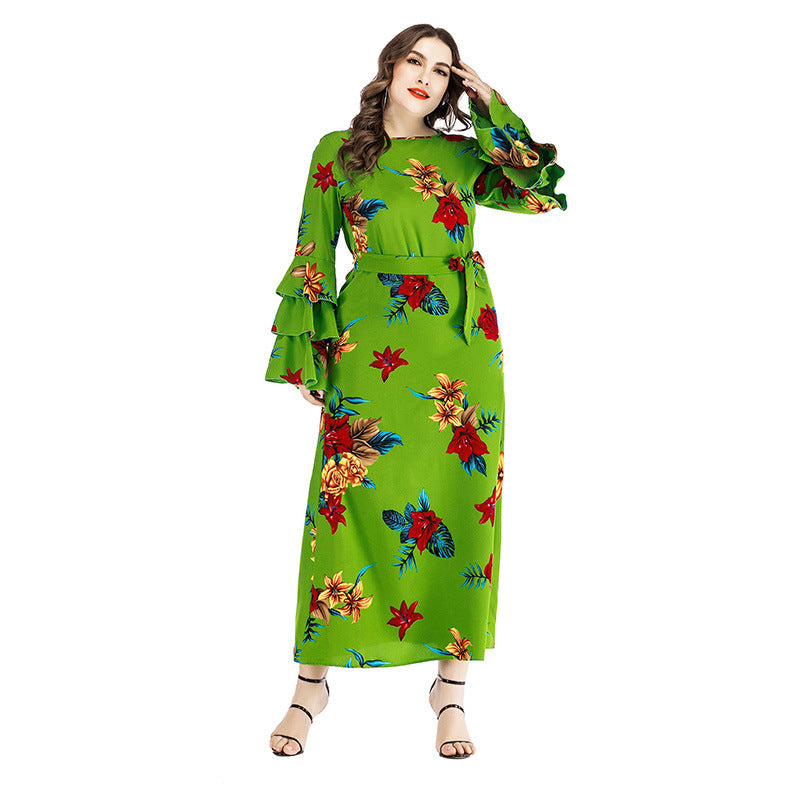 Ladies floral print long dress