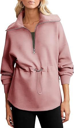 Women's Sweatshirt Half Zipper Drawstring