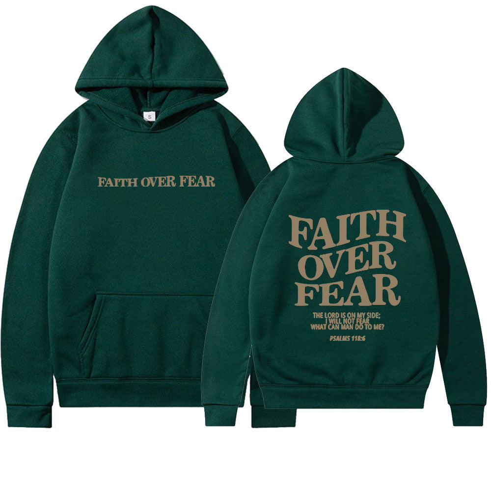 Faith Over Fear Spiritual Hoodie Sweatshirt Bible Verse Unisex Aesthetic Clothes