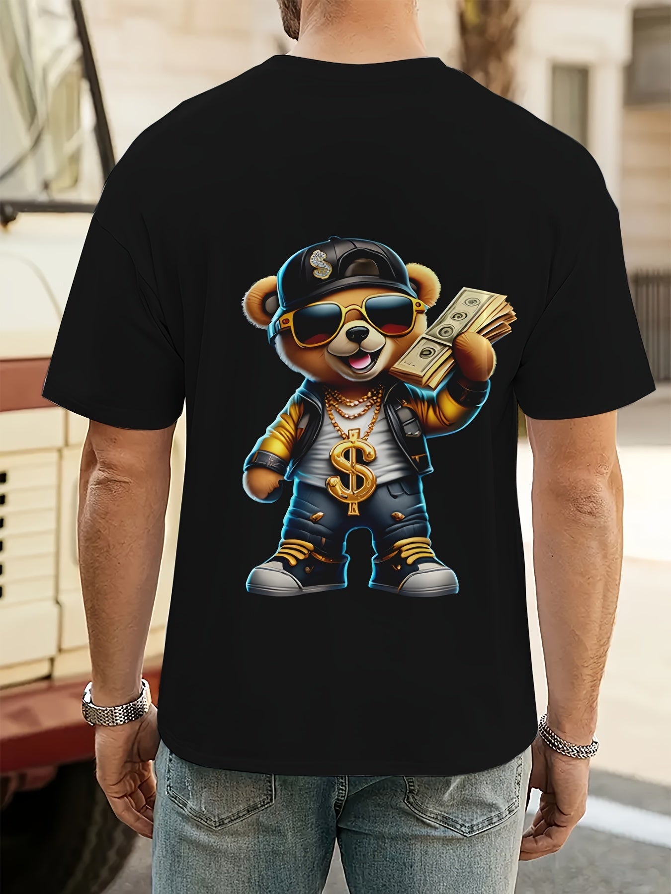 Men's Hip Hop Bear Pattern T-shirt - 3D Printed