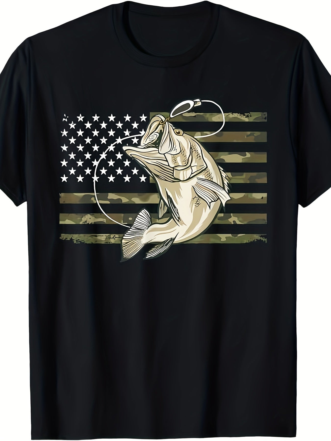 Fishing American Flag Camouflage custom print T-shirt