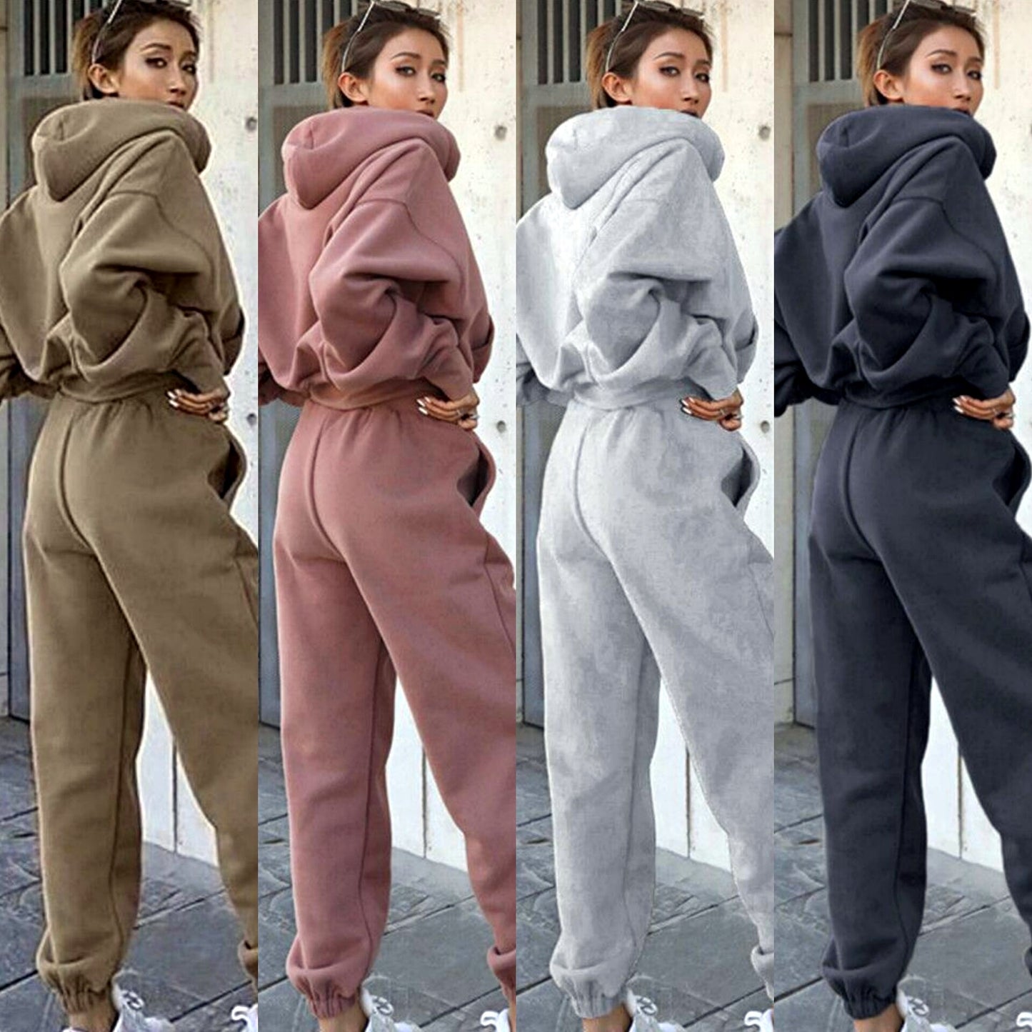 Autumn And Winter Women's Casual Hoodie Joggers Suit