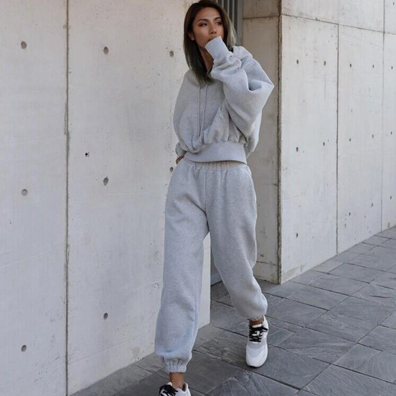 Autumn And Winter Women's Casual Hoodie Joggers Suit