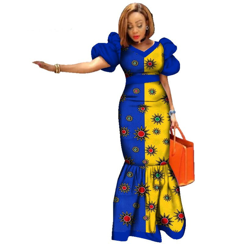 Women’s African inspired Puff Sleeve Dress