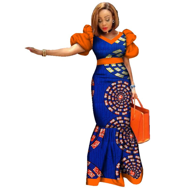 Women’s African inspired Puff Sleeve Dress