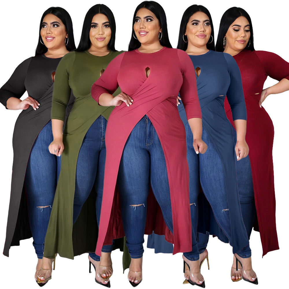 Casual loose fit Women's Split Dress Top