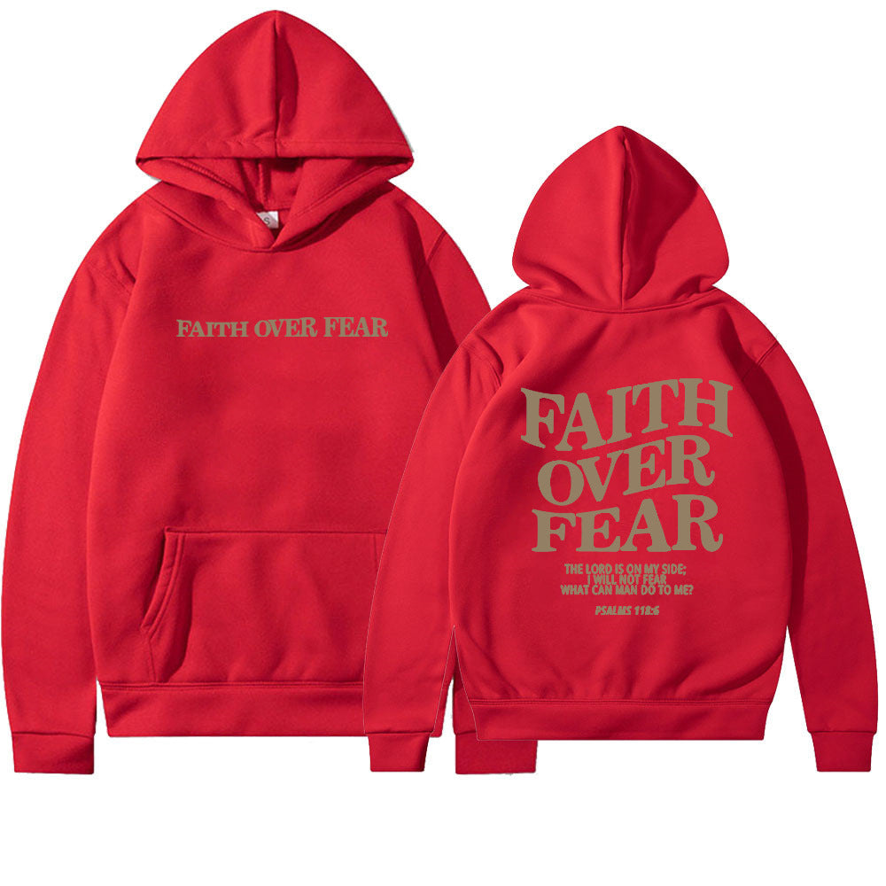 Faith Over Fear Spiritual Hoodie Sweatshirt Bible Verse Unisex Aesthetic Clothes