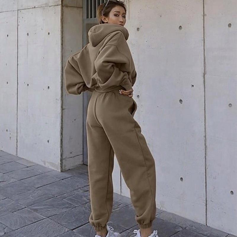 Autumn And Winter Women's Casual Hoodie Joggers Suit