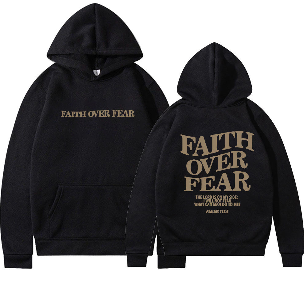 Faith Over Fear Spiritual Hoodie Sweatshirt Bible Verse Unisex Aesthetic Clothes