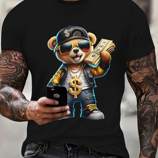 Men's Hip Hop Bear Pattern T-shirt - 3D Printed