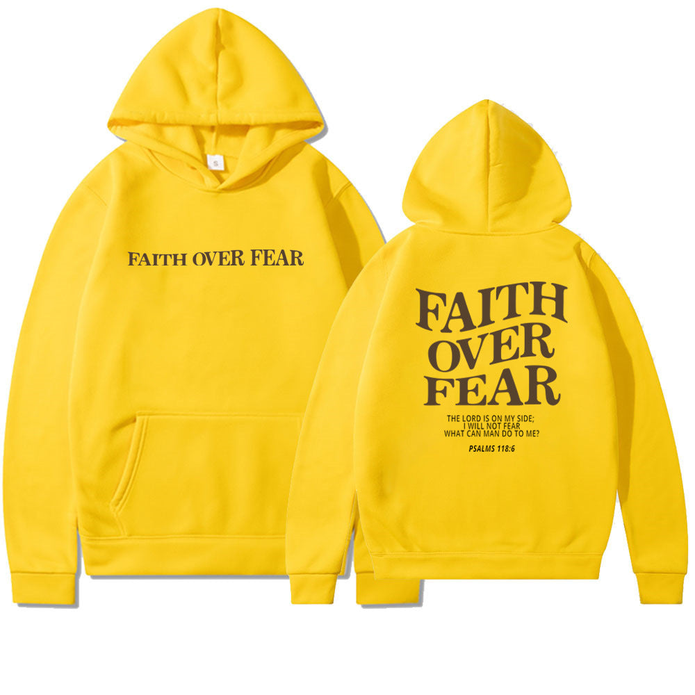 Faith Over Fear Spiritual Hoodie Sweatshirt Bible Verse Unisex Aesthetic Clothes