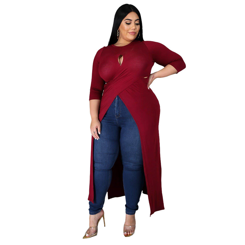 Casual loose fit Women's Split Dress Top