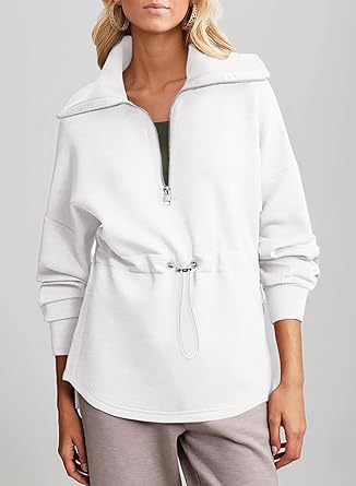 Women's Sweatshirt Half Zipper Drawstring