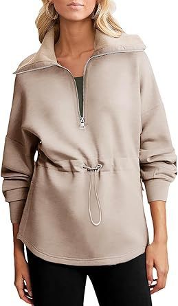 Women's Sweatshirt Half Zipper Drawstring