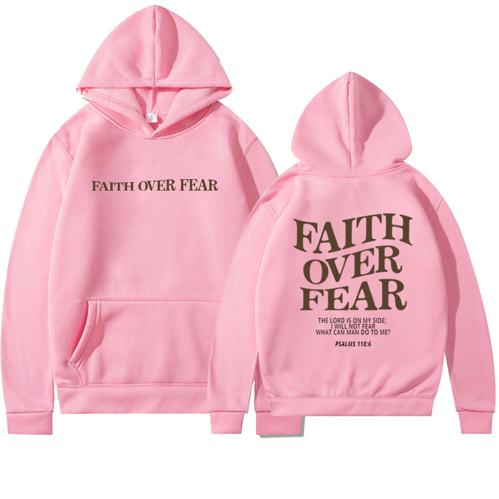 Faith Over Fear Spiritual Hoodie Sweatshirt Bible Verse Unisex Aesthetic Clothes