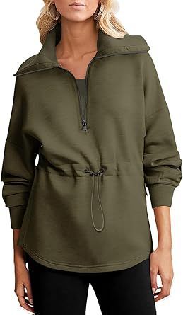 Women's Sweatshirt Half Zipper Drawstring