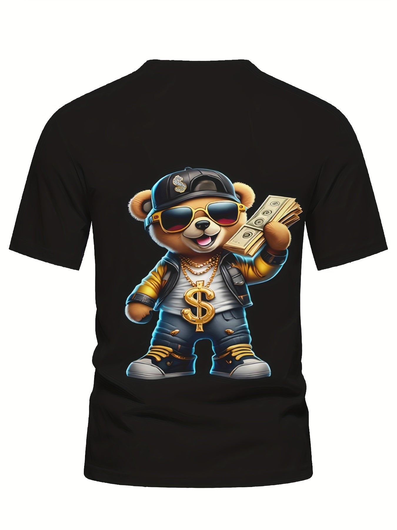 Men's Hip Hop Bear Pattern T-shirt - 3D Printed