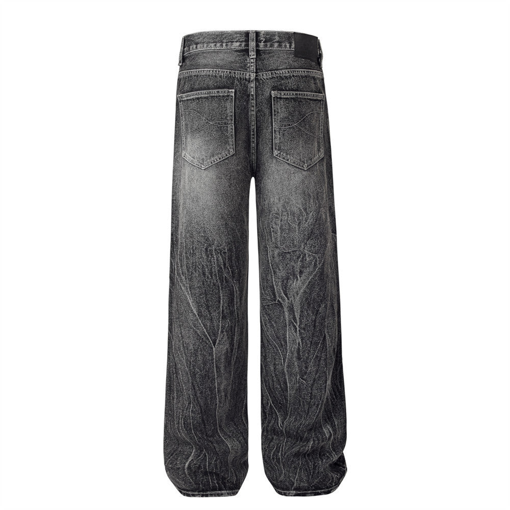 Water Ripple Straight leg Jeans For Men