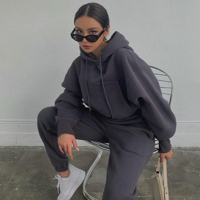 Autumn And Winter Women's Casual Hoodie Joggers Suit