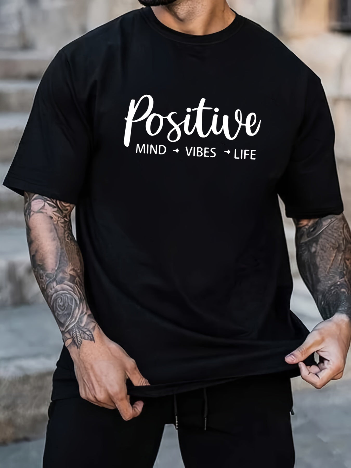 Stay positive men’s custom T-shirt