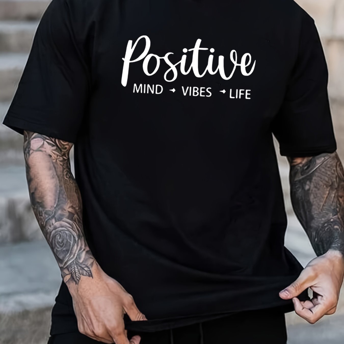 Stay positive men’s custom T-shirt