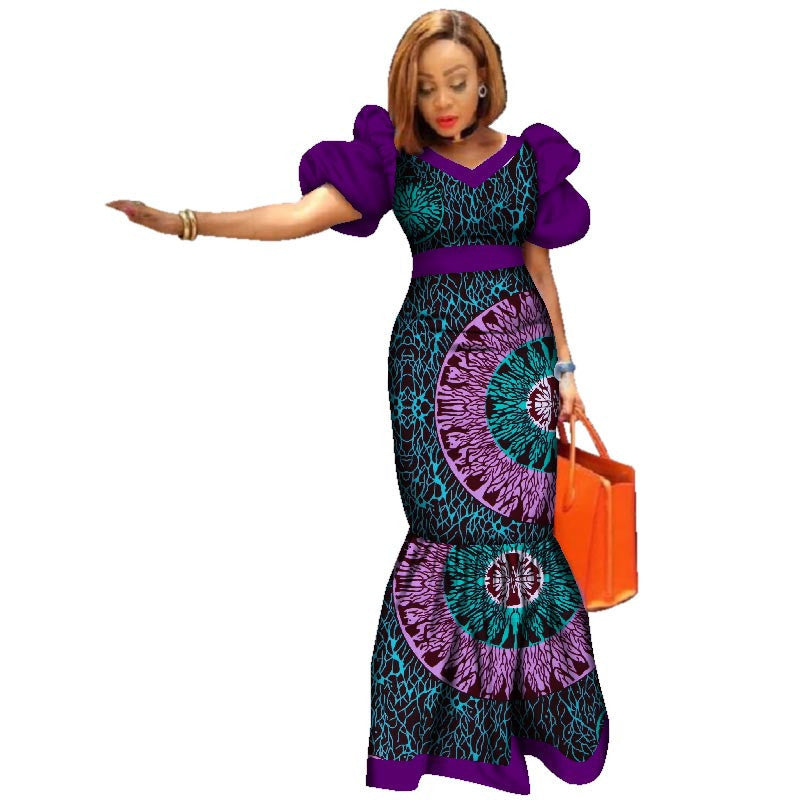 Women’s African inspired Puff Sleeve Dress