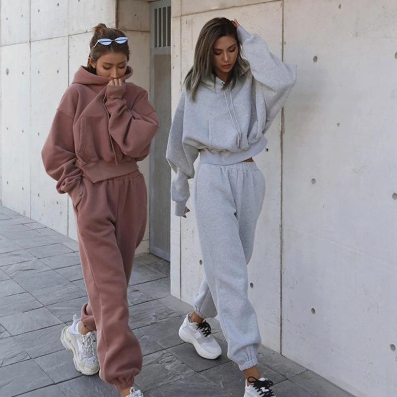 Autumn And Winter Women's Casual Hoodie Joggers Suit