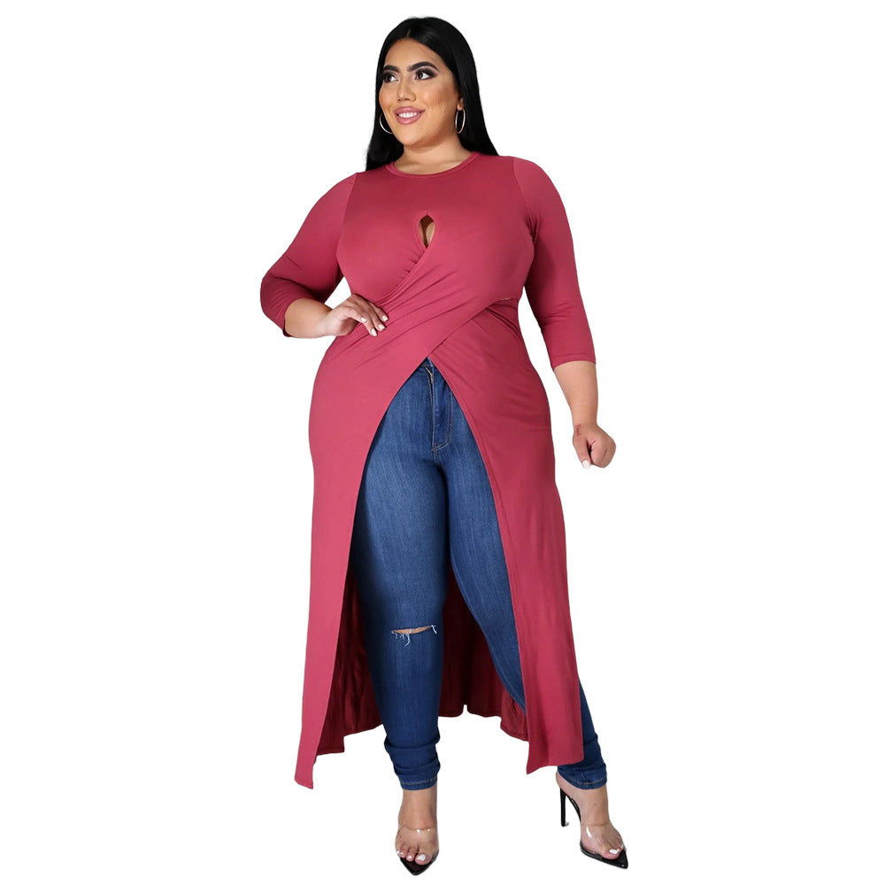 Casual loose fit Women's Split Dress Top