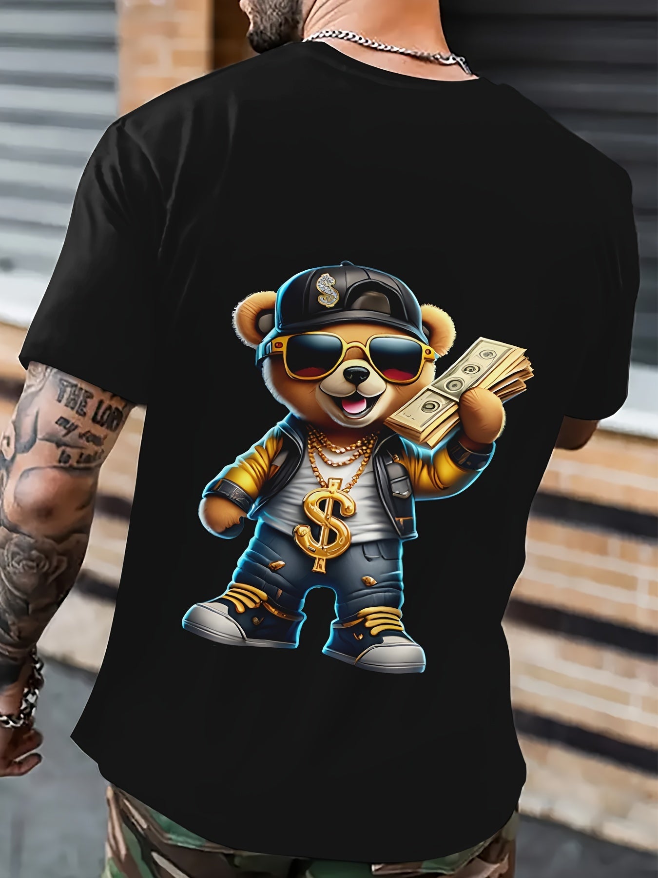 Men's Hip Hop Bear Pattern T-shirt - 3D Printed