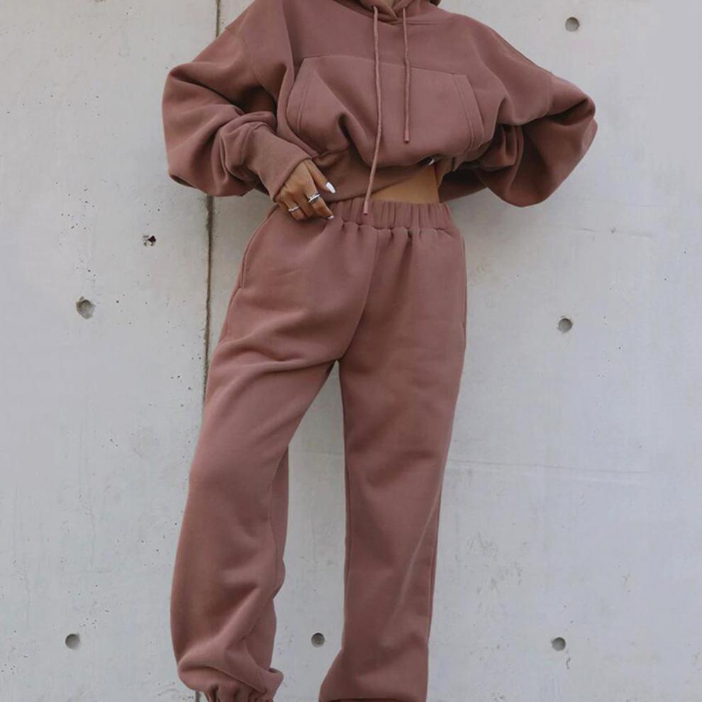 Autumn And Winter Women's Casual Hoodie Joggers Suit