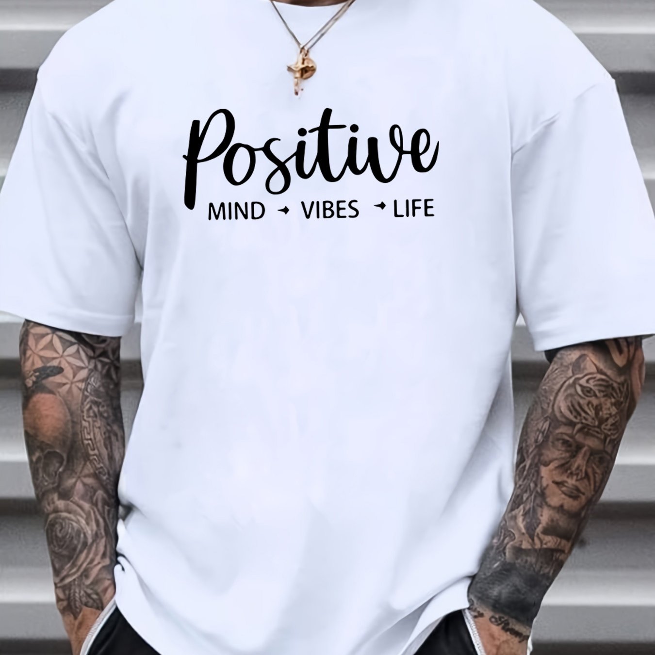 Stay positive men’s custom T-shirt