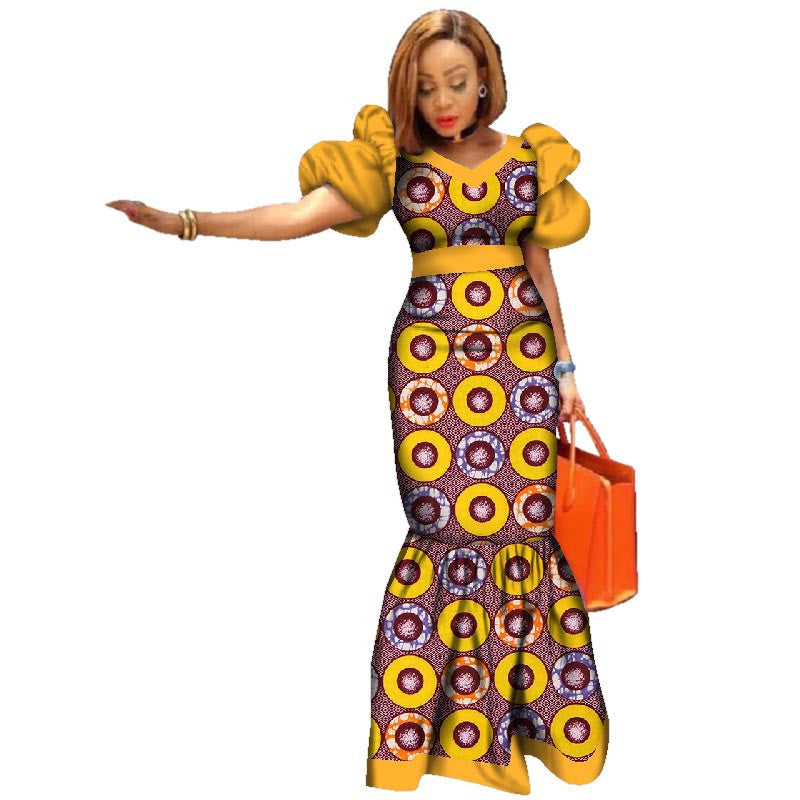 Women’s African inspired Puff Sleeve Dress