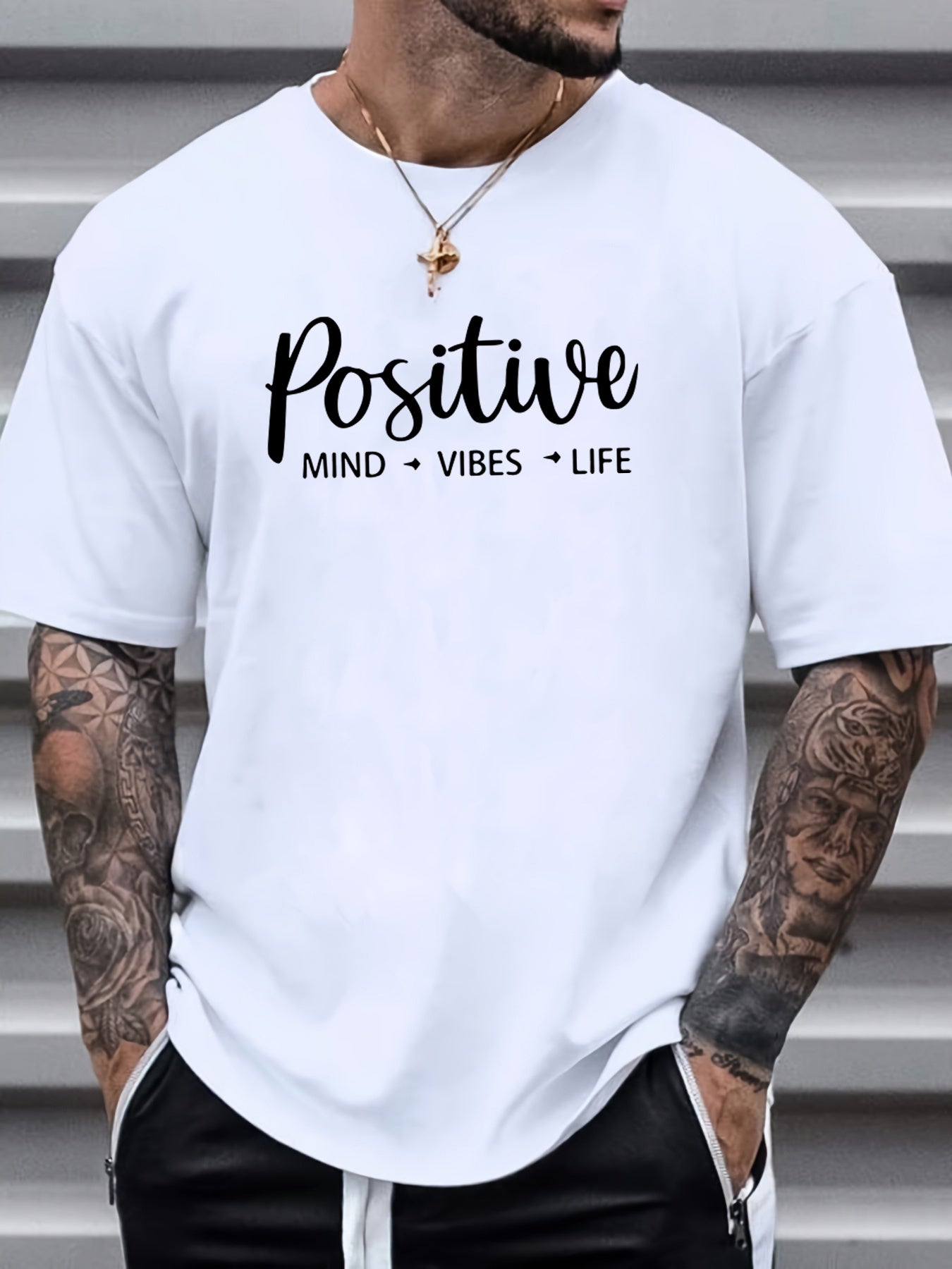 Stay positive men’s custom T-shirt