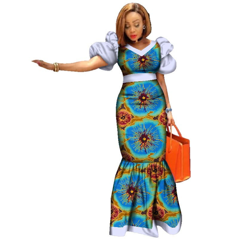 Women’s African inspired Puff Sleeve Dress